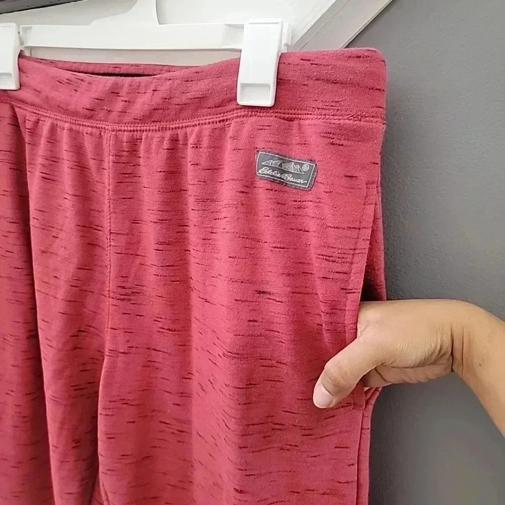 Eddie Bauer Men's Large Lounge Pants Red with Draw Strings & Elastic Waist Comfy - Picture 2 of 5